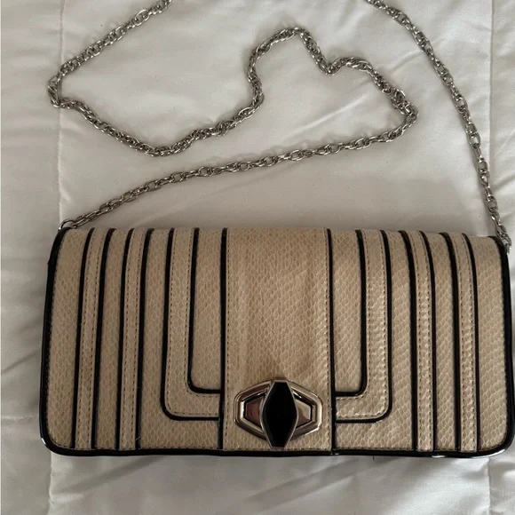 White House Black Market Cream and Black Clutch - Picture 9 of 9